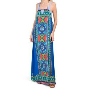 NWT LA MODA Printed Beach Cover-up Maxi Dress